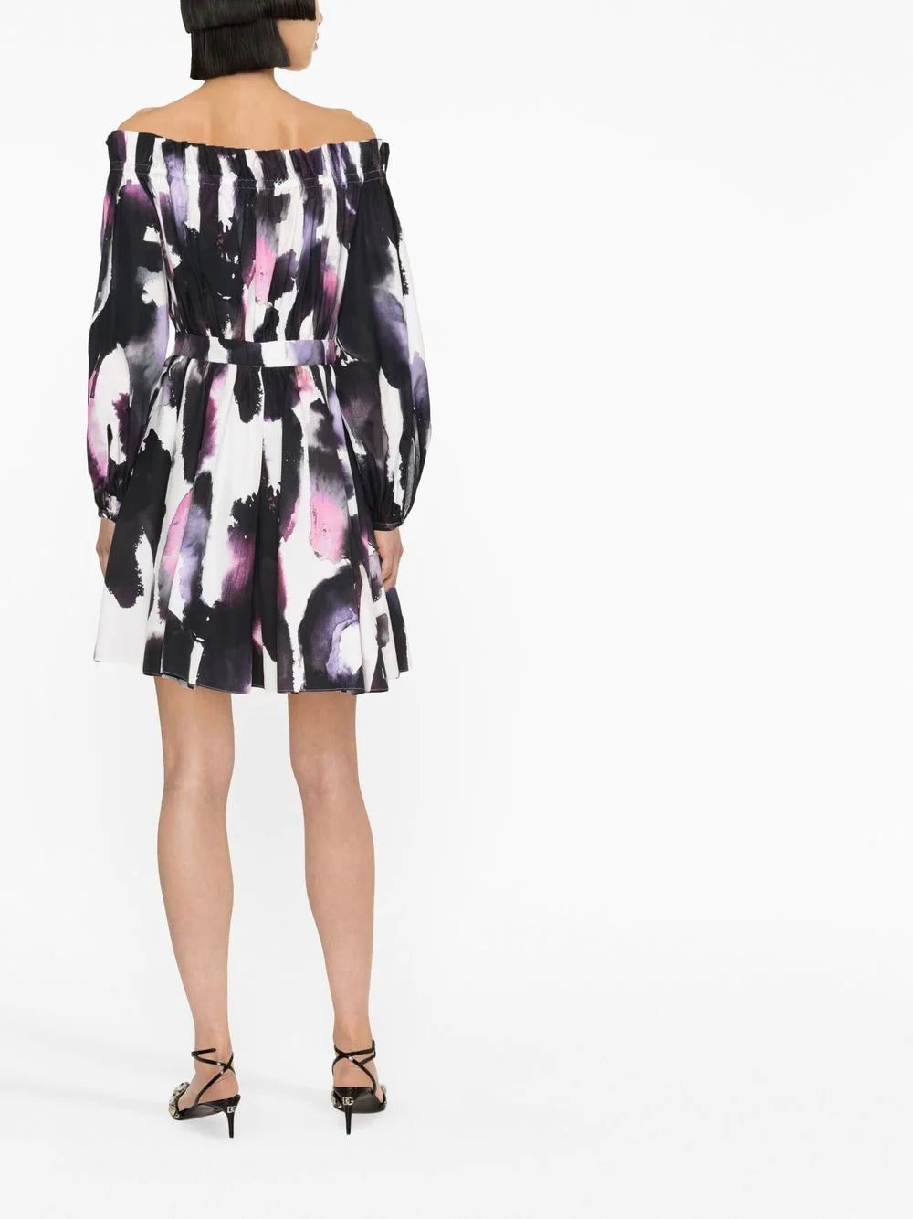 Alexander McQueen off-shoulder abstract-print minidress - Image 4