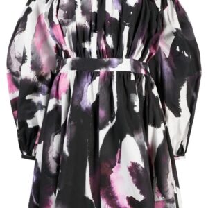 Alexander McQueen  off-shoulder abstract-print minidress