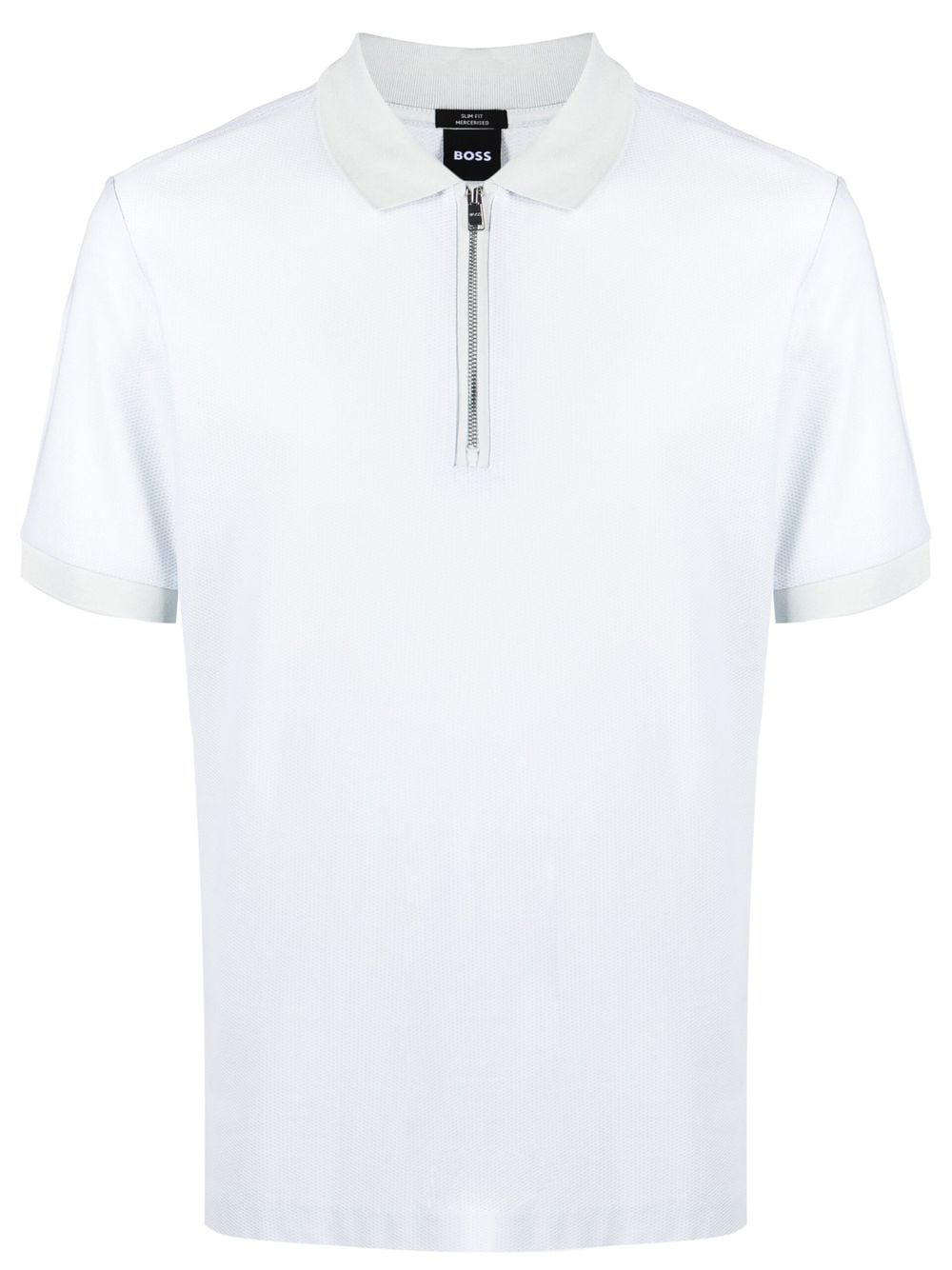 BOSS zip-up piqué polo shirt