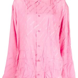 Balenciaga logo-jacquard silk shirt