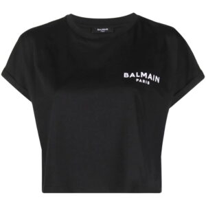Balmain  logo-print cropped T-shirt