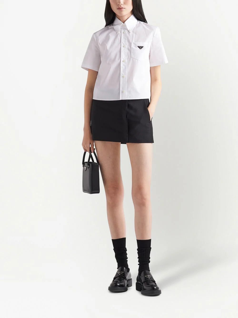Prada triangle-logo poplin shirt - Image 2