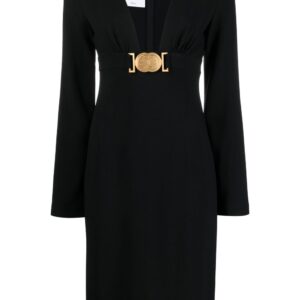 Moschino logo-plaque long-sleeved dress