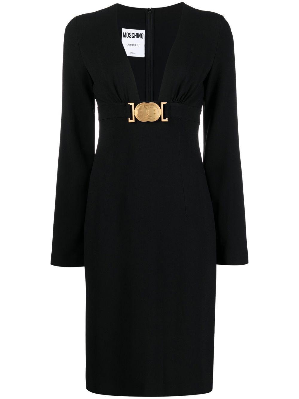 Moschino logo-plaque long-sleeved dress