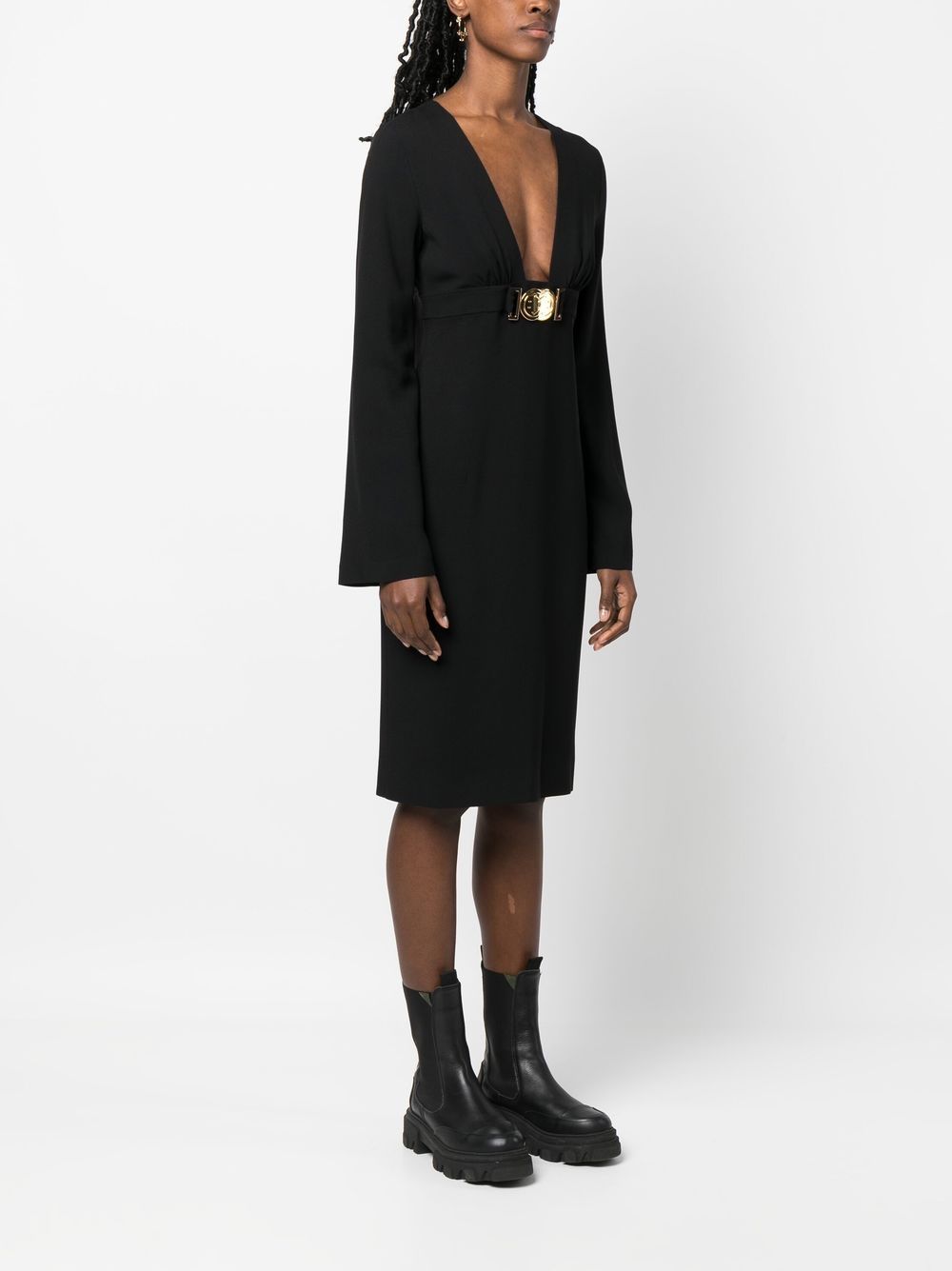 Moschino logo-plaque long-sleeved dress - Image 3