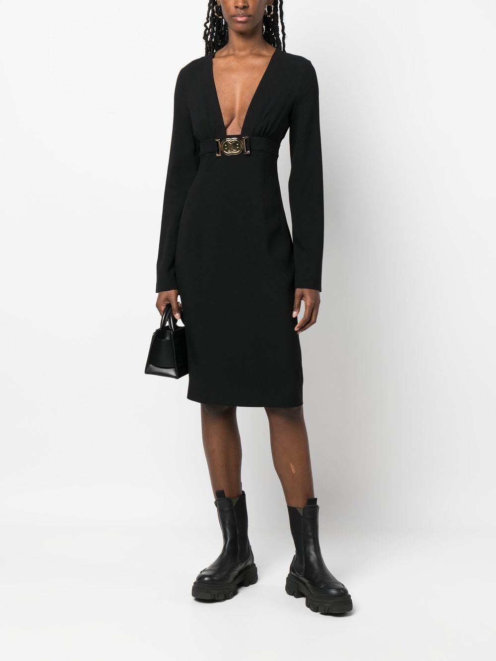 Moschino logo-plaque long-sleeved dress - Image 2