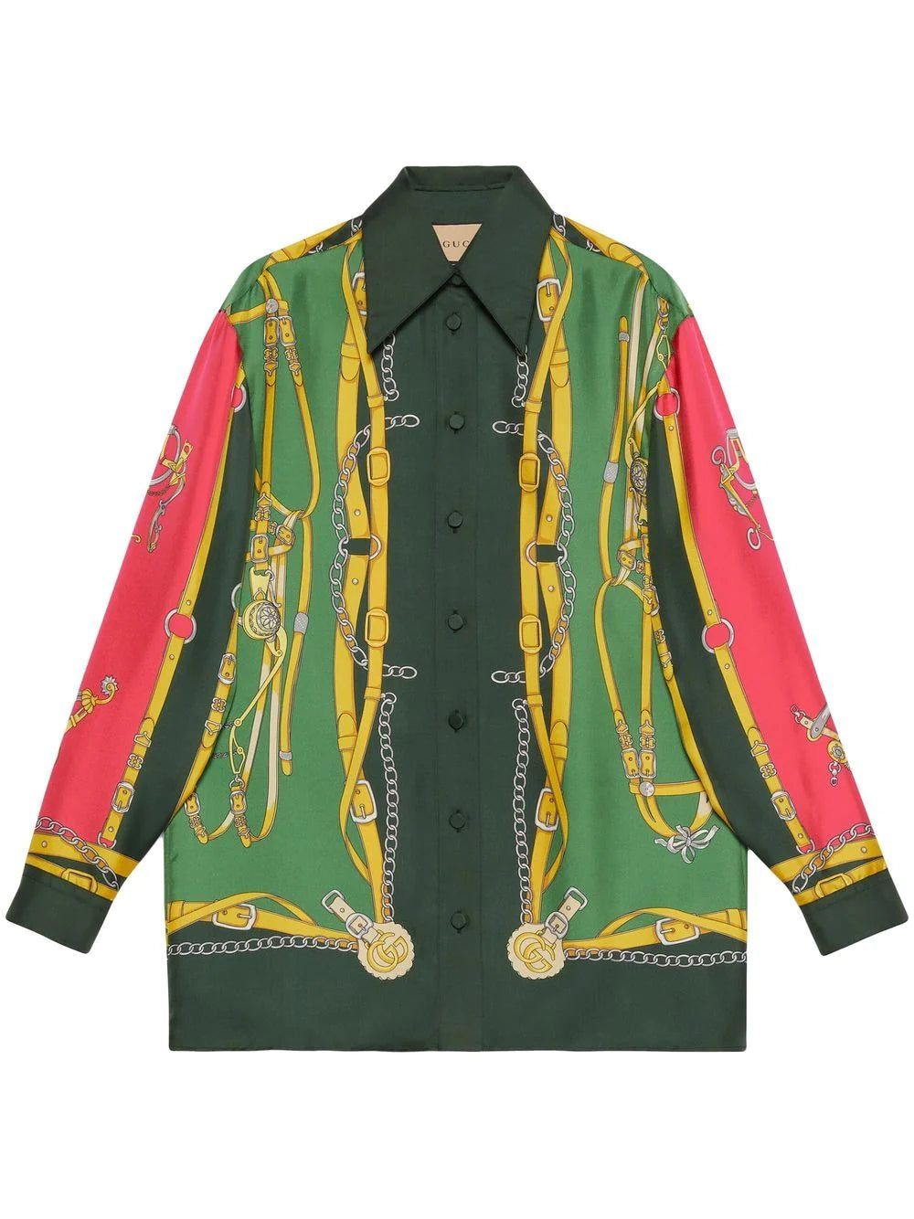 Gucci Harness-print silk shirt