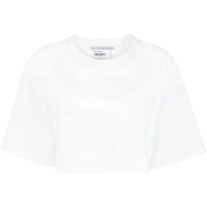 Stella McCartney  flocked-logo cropped T-shirt