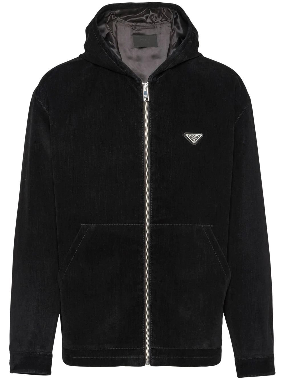 Prada triangle-logo zip-up hoodie