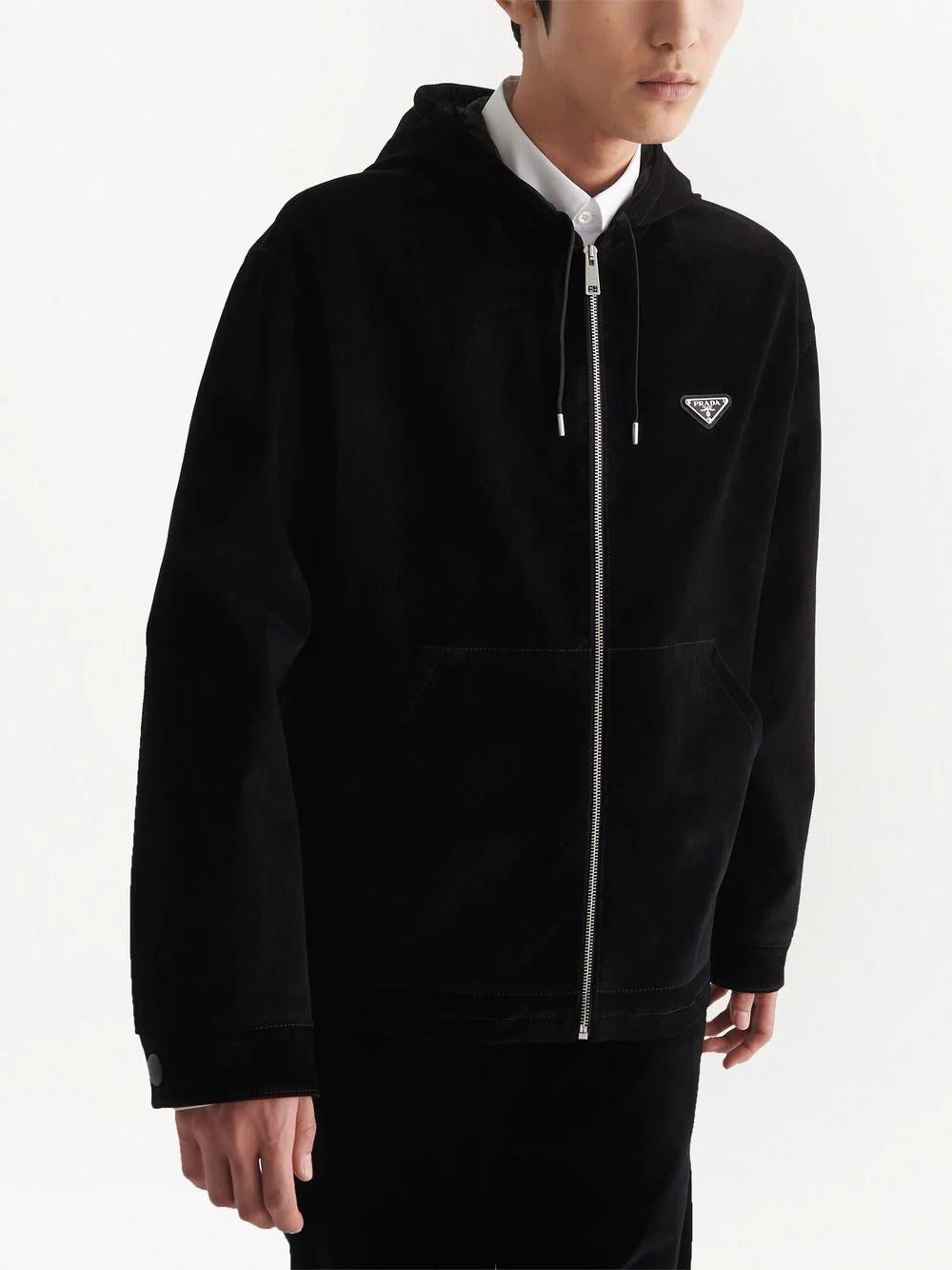 Prada triangle-logo zip-up hoodie - Image 3