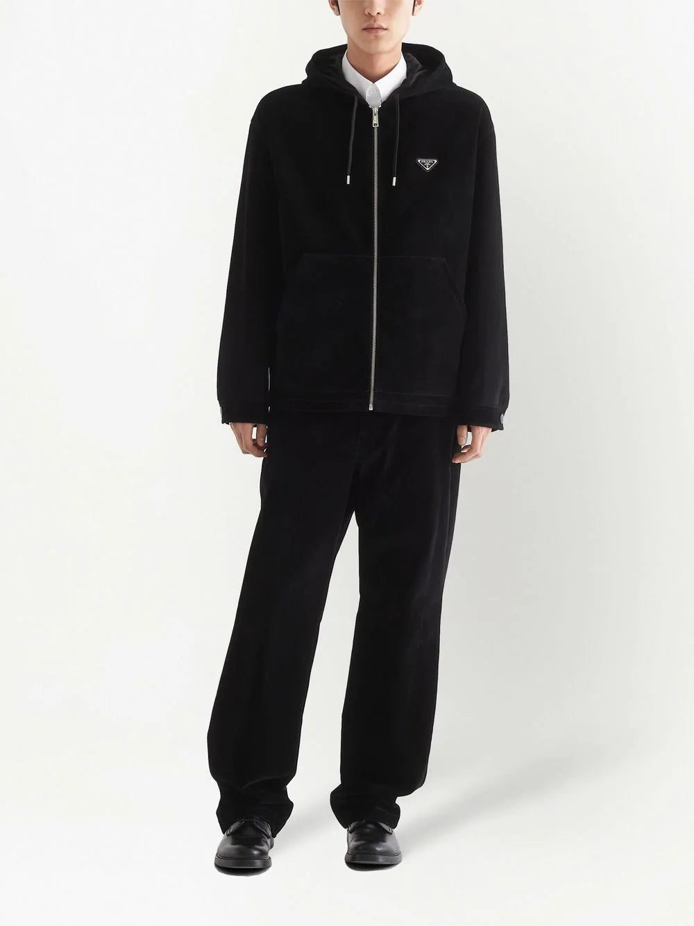 Prada triangle-logo zip-up hoodie - Image 2