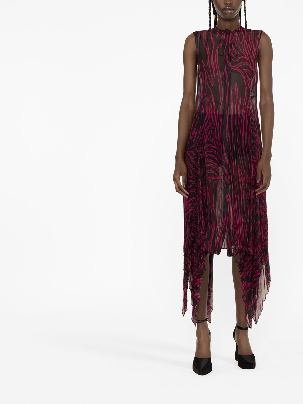 Versace abstract-print plissé dress