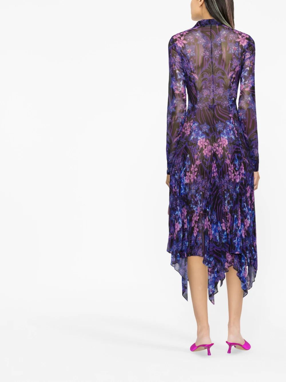Versace Orchid Barocco-print pleated shirtdress - Image 4