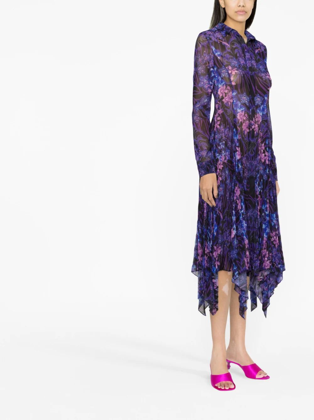 Versace Orchid Barocco-print pleated shirtdress - Image 3