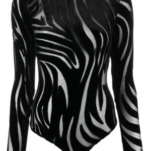 Versace  Zebra Velvet long-sleeve bodysuit