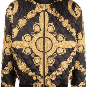 Versace Maschera Baroque-print quilted bomber jacket