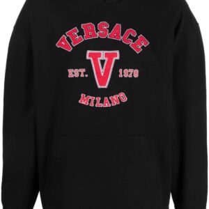 Versace  logo-patch cotton hoodie