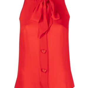 Moschino sleeveless pussy-bow silk blouse