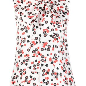 Moschino floral-print pussy-bow collar top