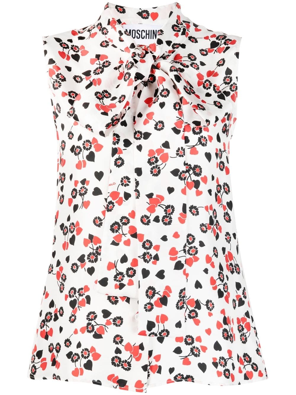 Moschino floral-print pussy-bow collar top