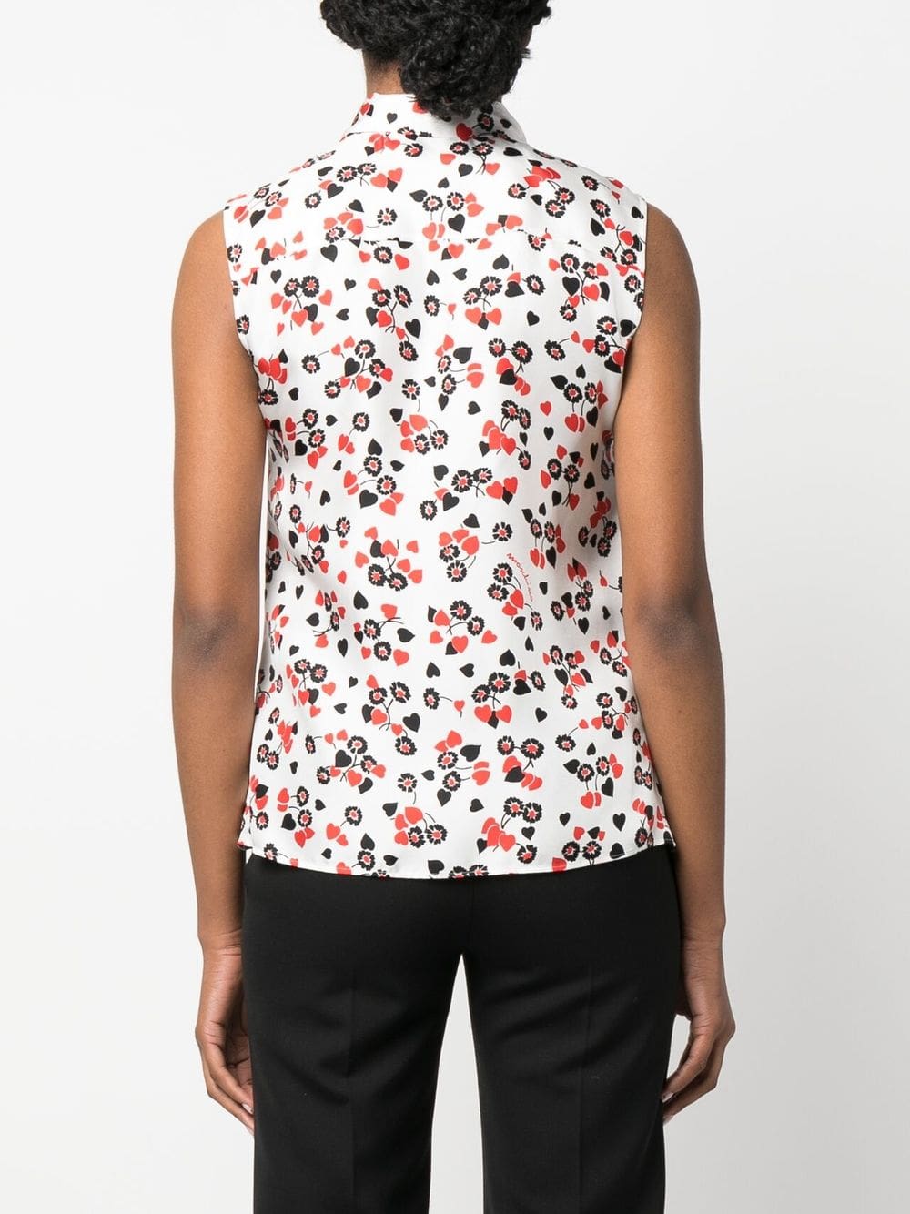 Moschino floral-print pussy-bow collar top - Image 4