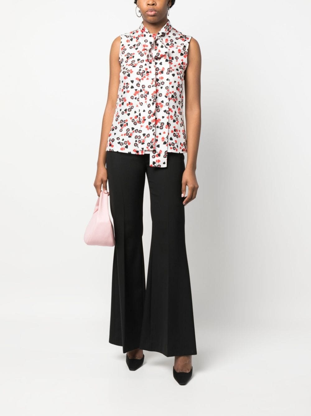 Moschino floral-print pussy-bow collar top - Image 2