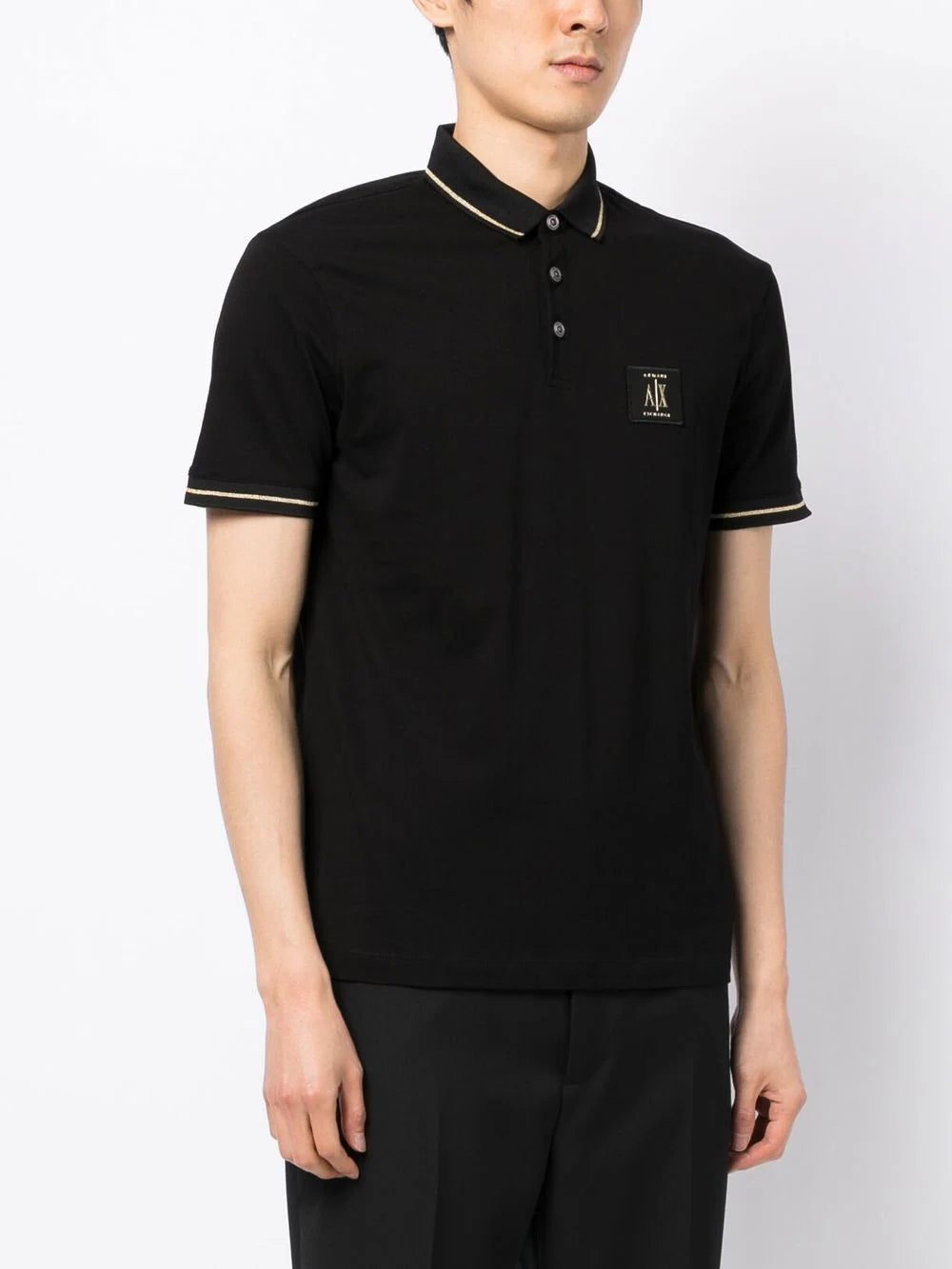 Armani Exchange logo-patch polo shirt - Image 3