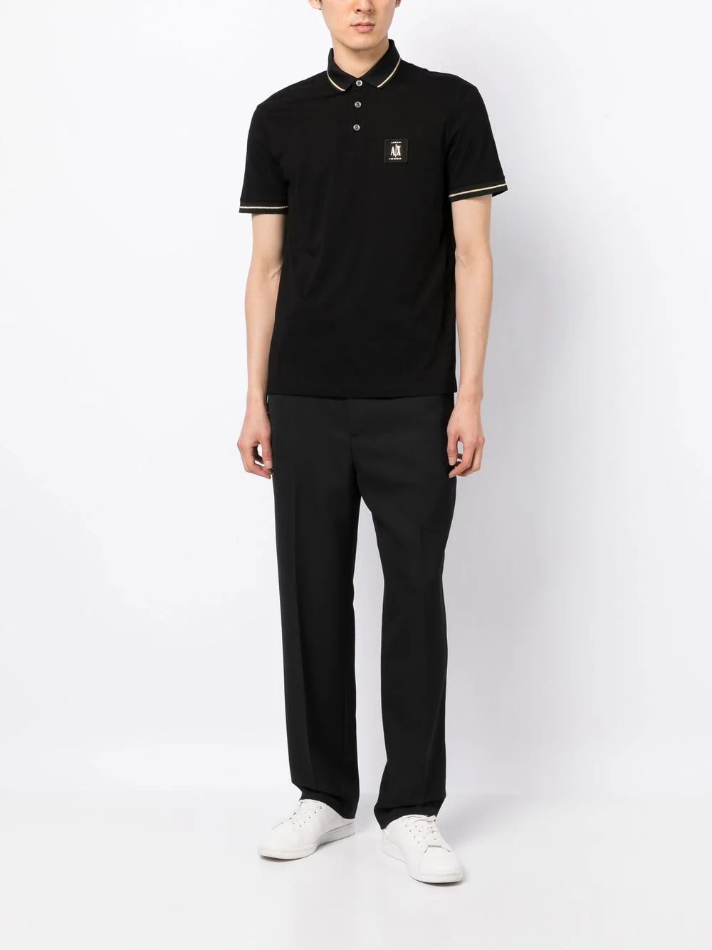Armani Exchange logo-patch polo shirt - Image 2