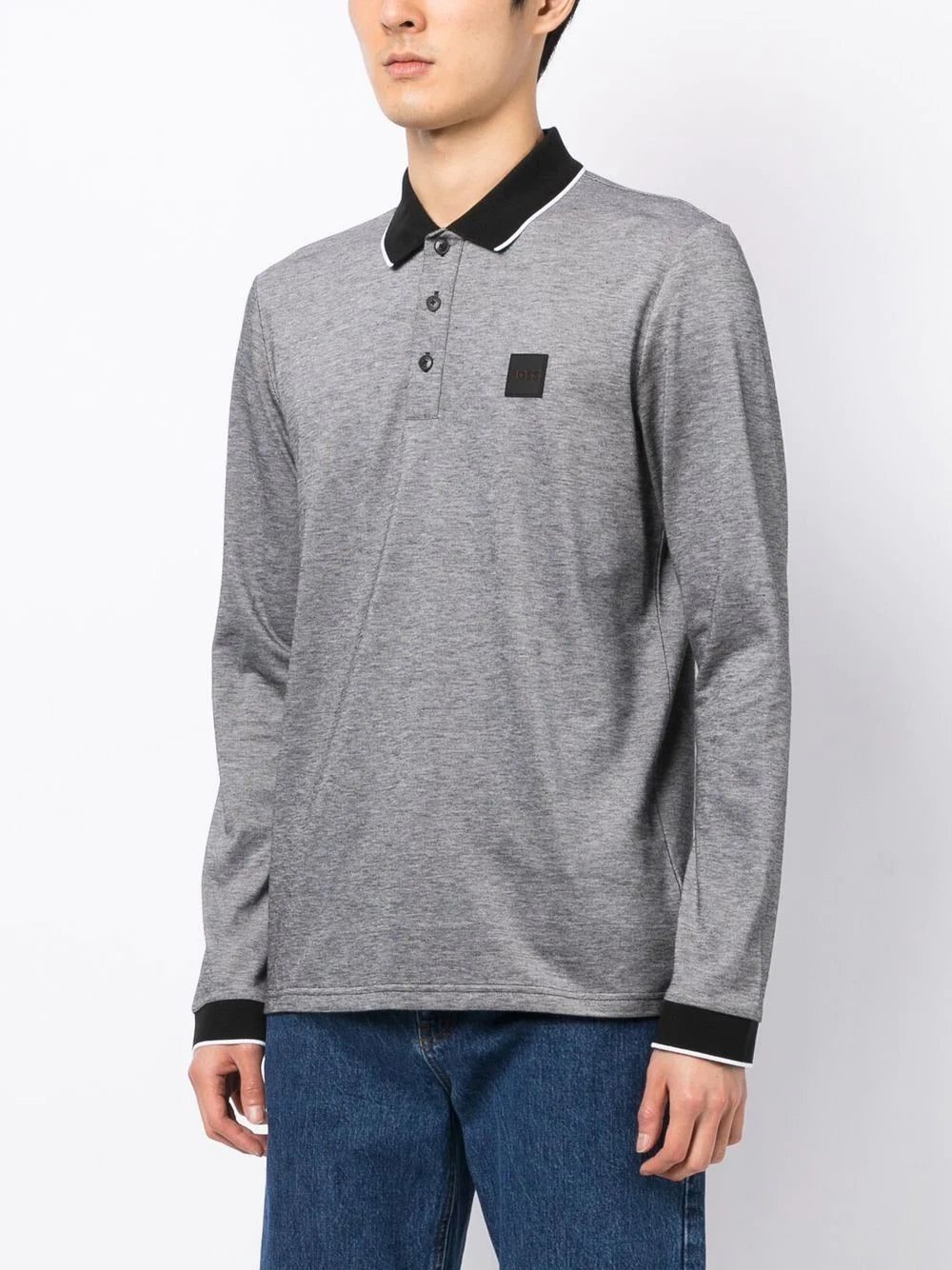 BOSS logo-patch long-sleeved polo shirt - Image 2