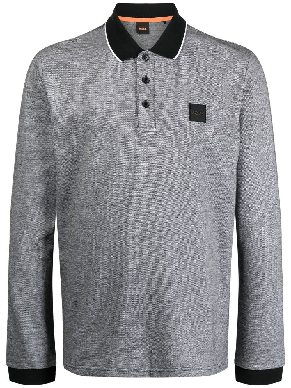BOSS logo-patch long-sleeved polo shirt