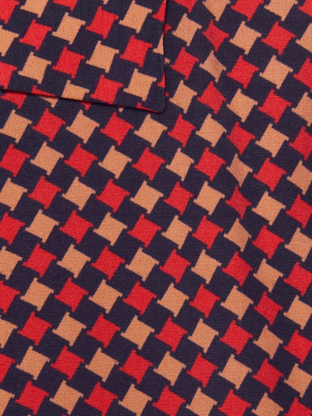 Gucci Red Geometric Houndstooth Print Bowling Shirt - Image 2
