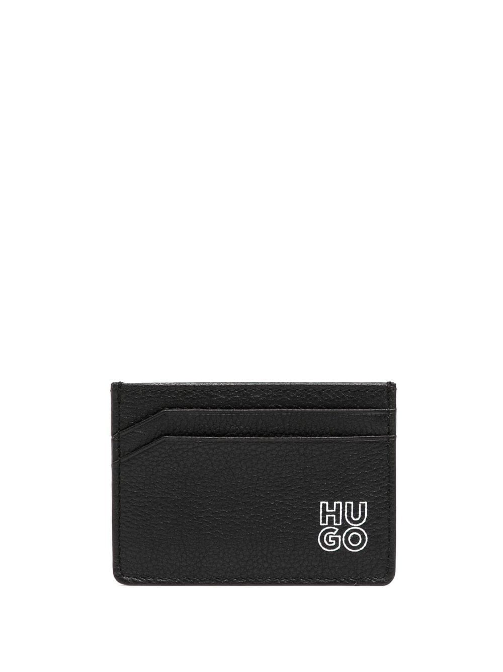 HUGO logo-stamp leather cardholder