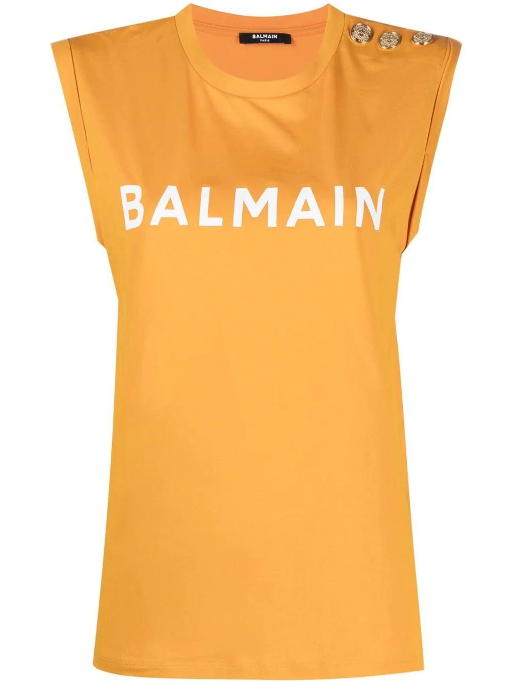 Balmain logo-print cap-sleeve T-shirt