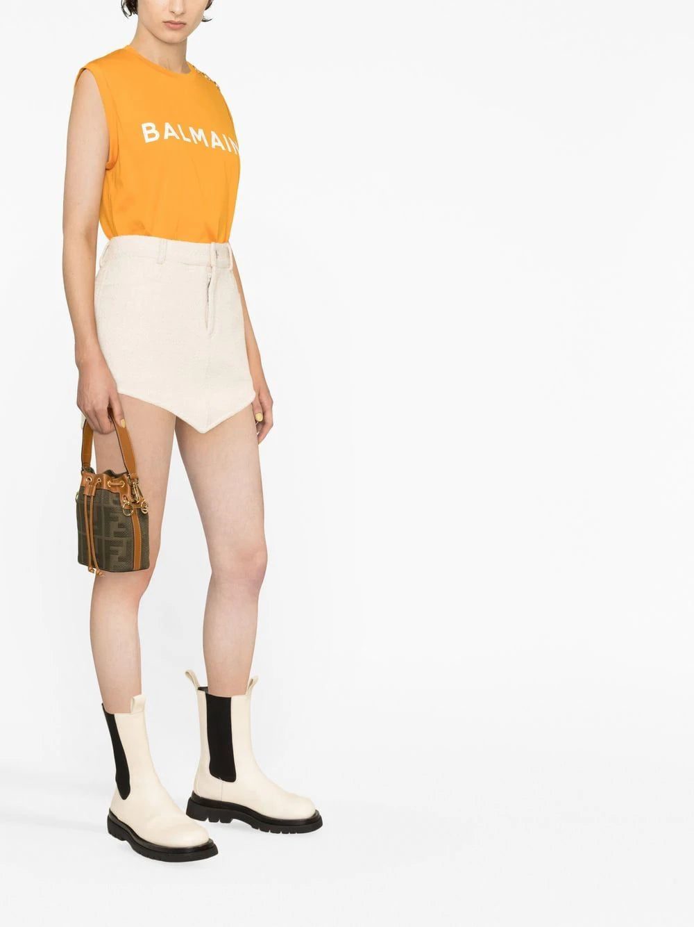 Balmain logo-print cap-sleeve T-shirt - Image 3