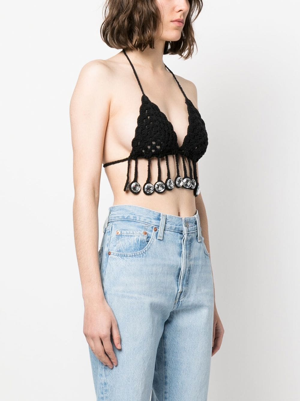 Moschino crystal-embellished crochet top - Image 3