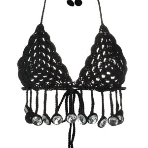 Moschino crystal-embellished crochet top