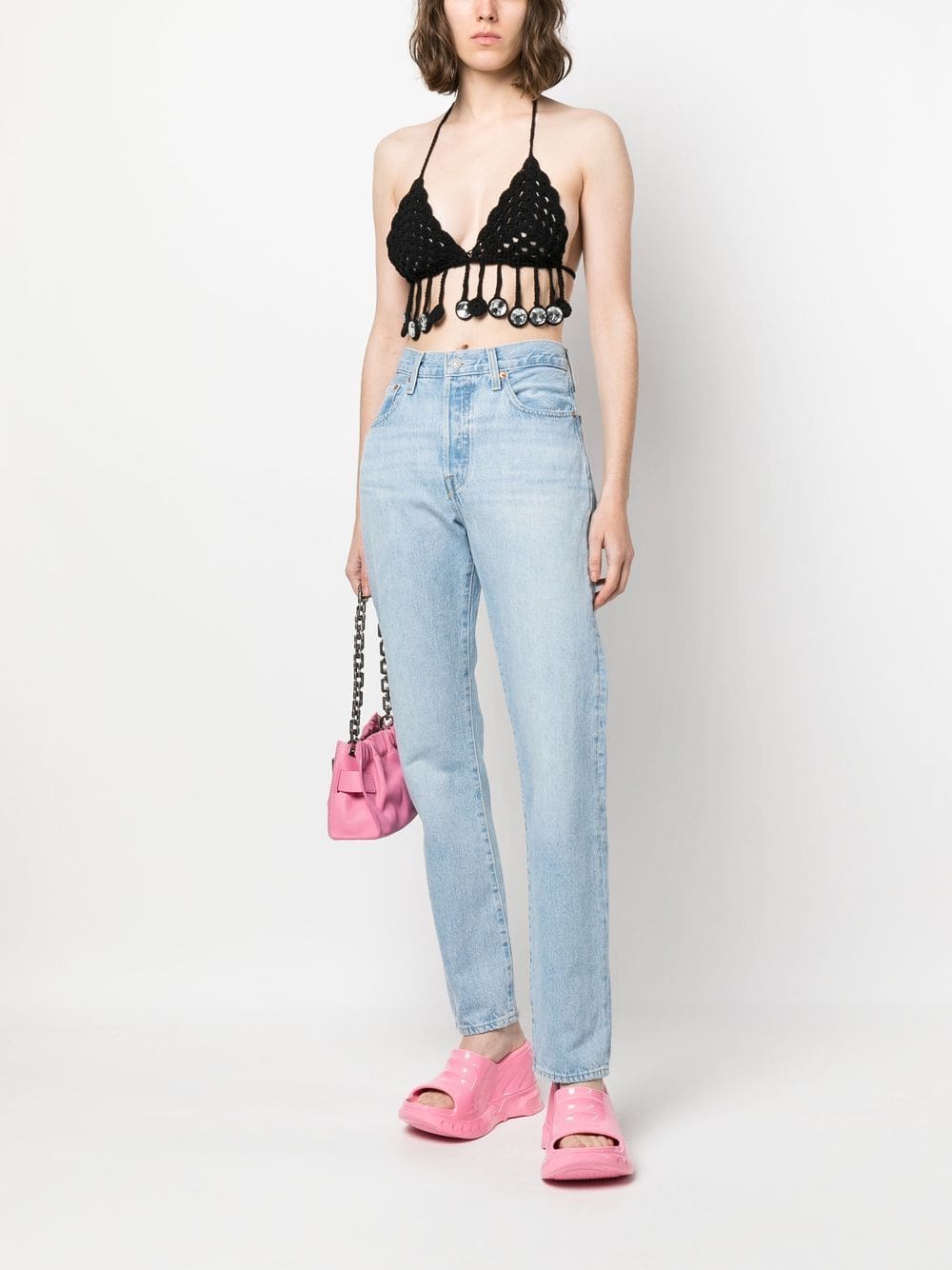 Moschino crystal-embellished crochet top - Image 2