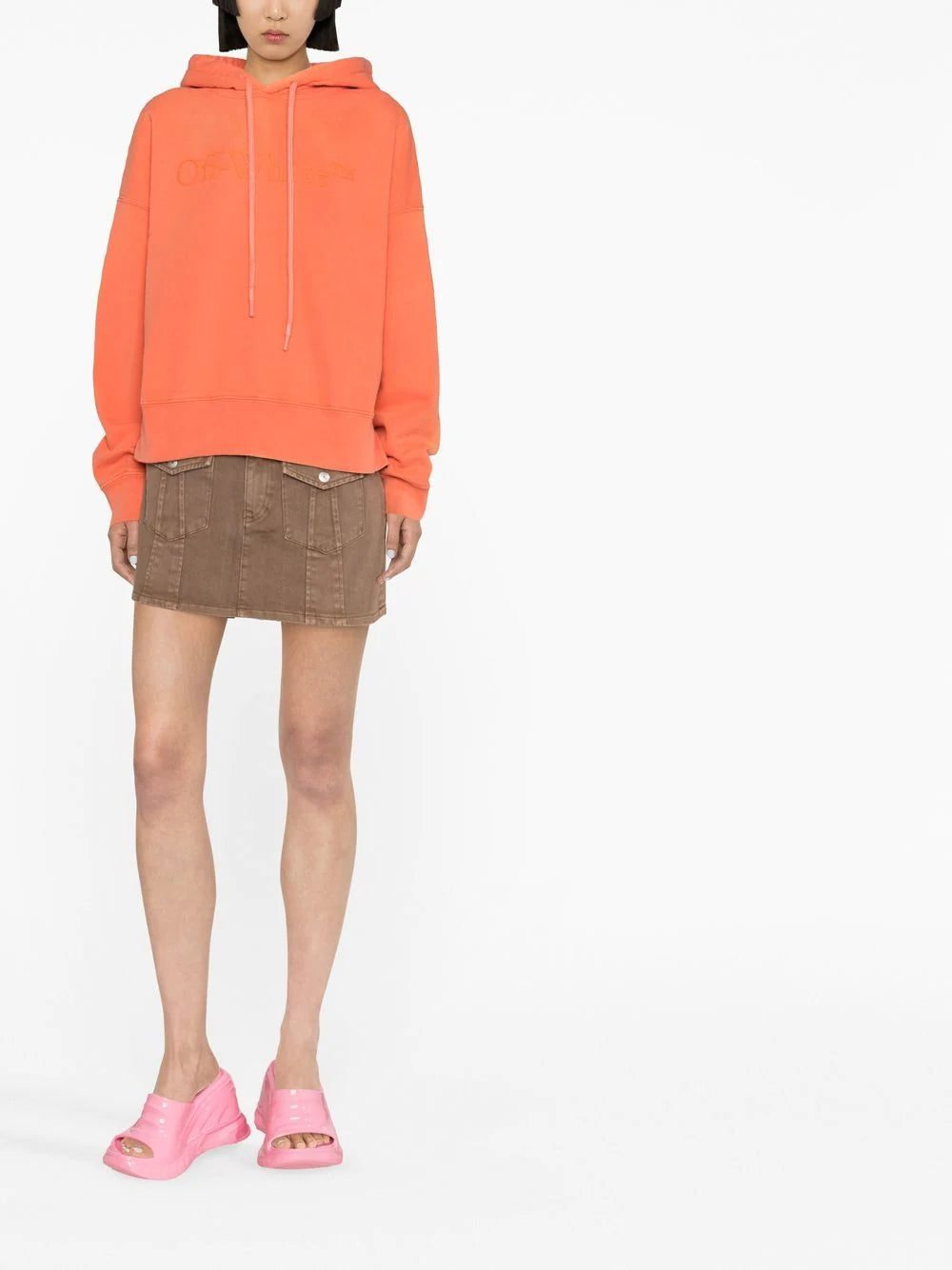 Off-White logo-embossed drawstring hoodie - Image 2