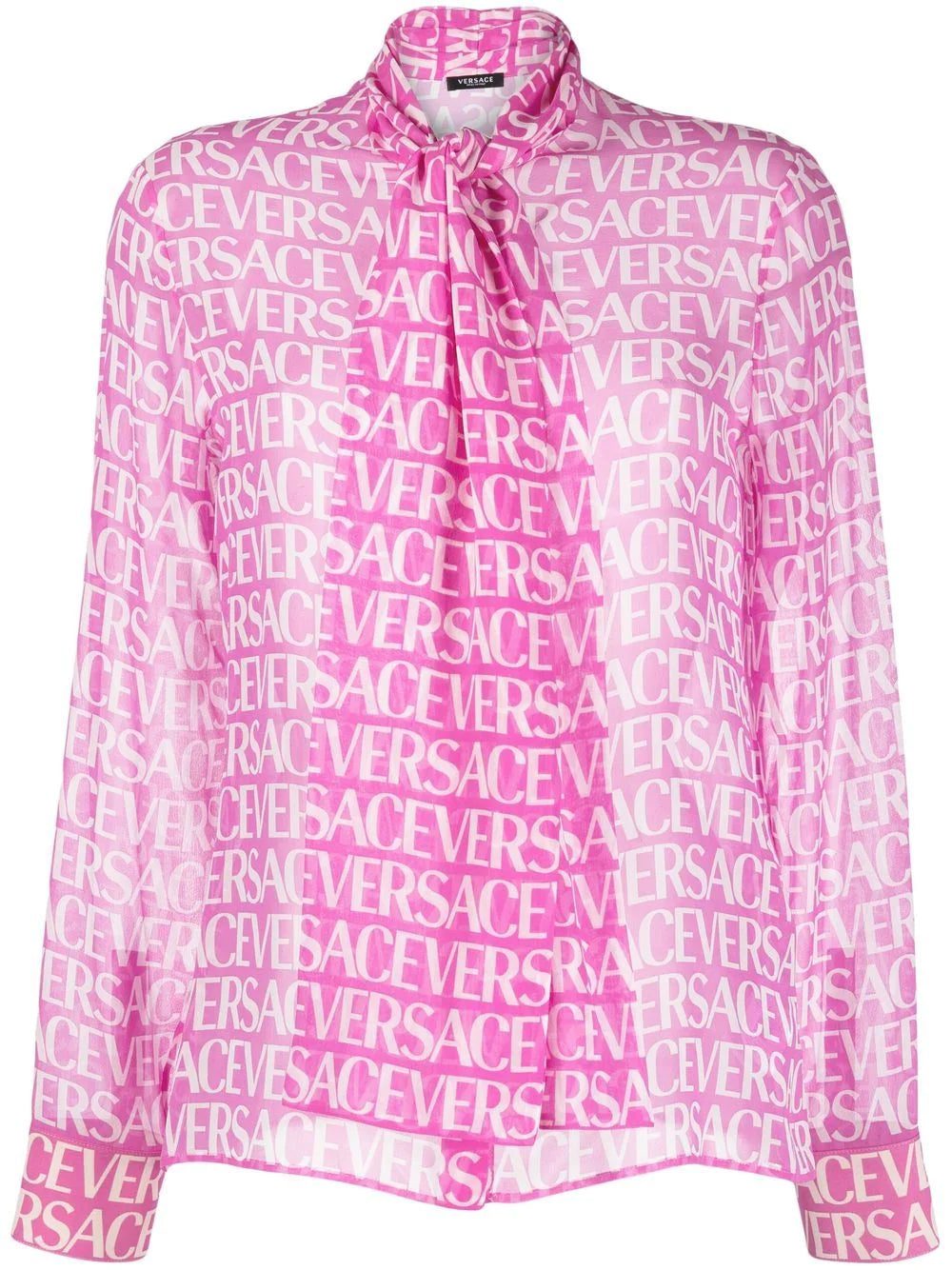 Versace logo-print pussybow blouse