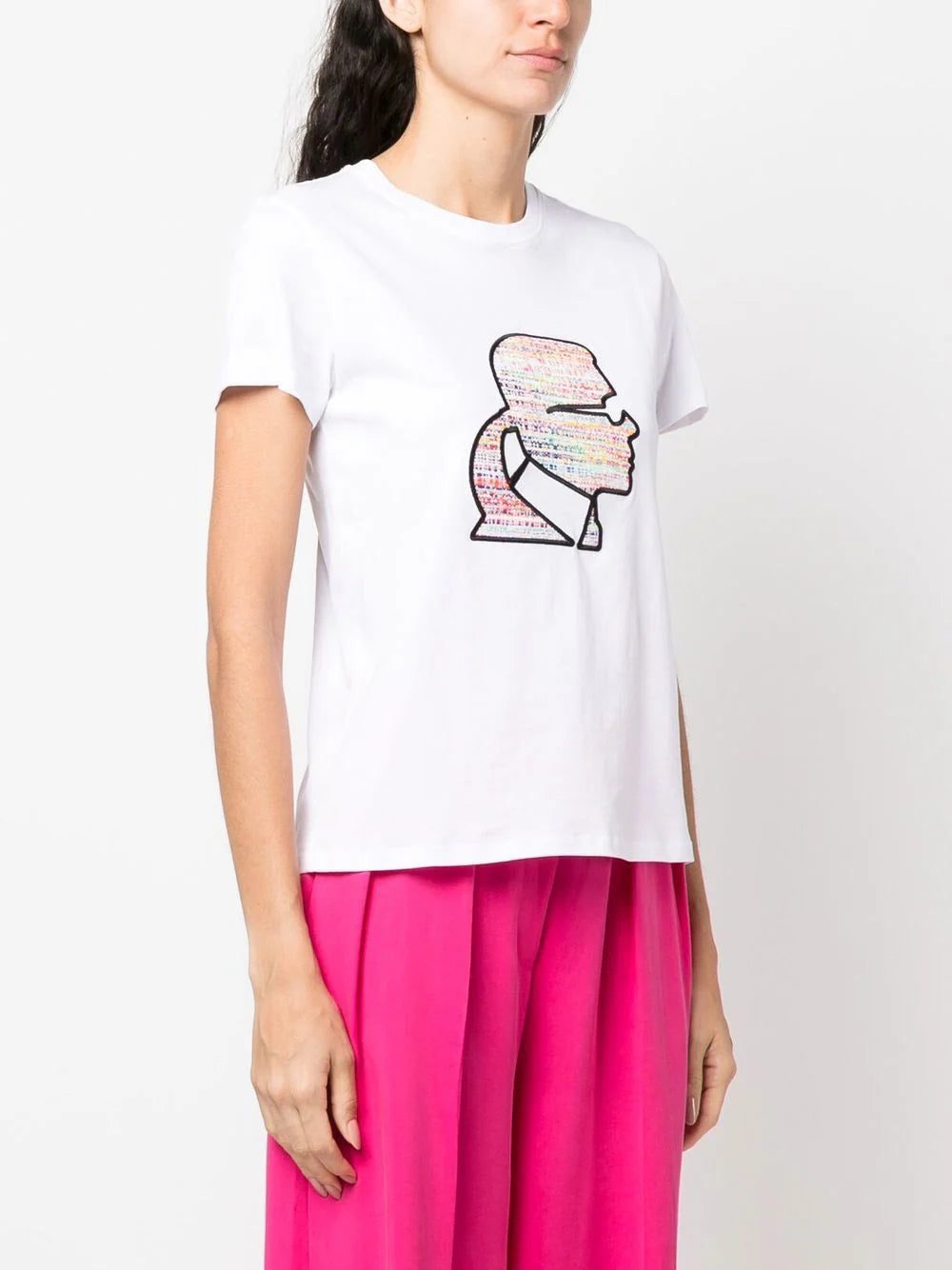 Karl Lagerfeld bouclé-profile T-shirt - Image 3
