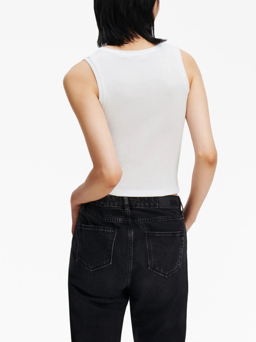 Karl Lagerfeld Karl Signature embroidered cotton tank top - Image 4