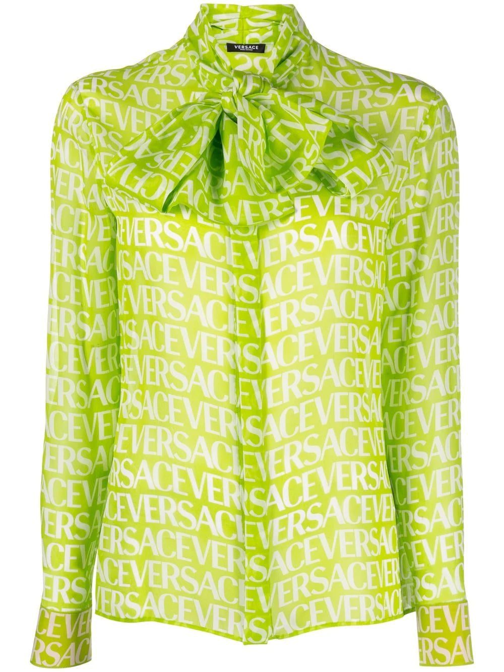 Versace pussy-bow logo-print blouse