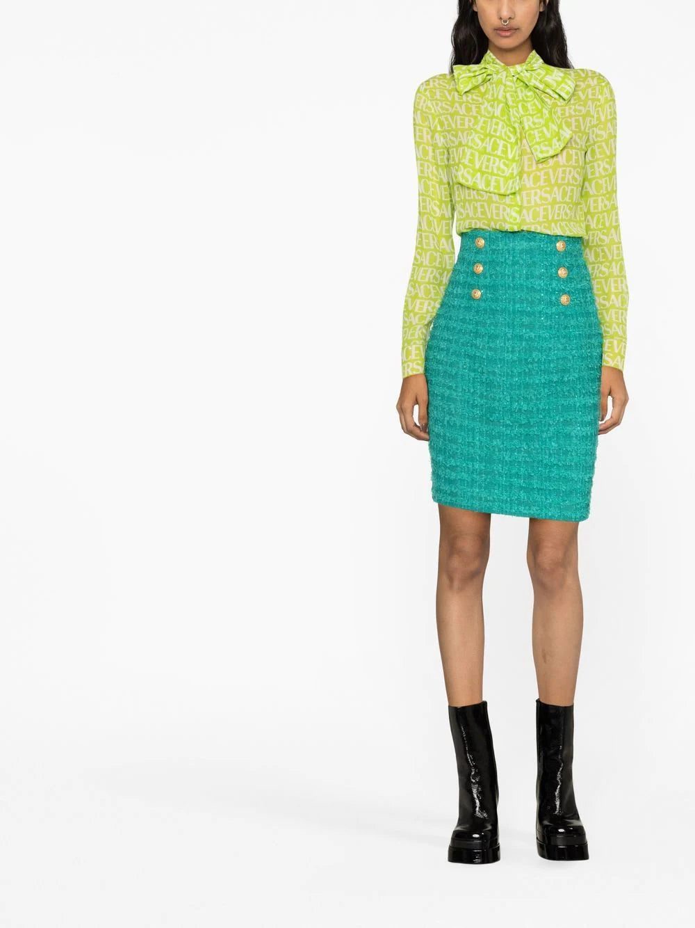 Versace pussy-bow logo-print blouse - Image 2