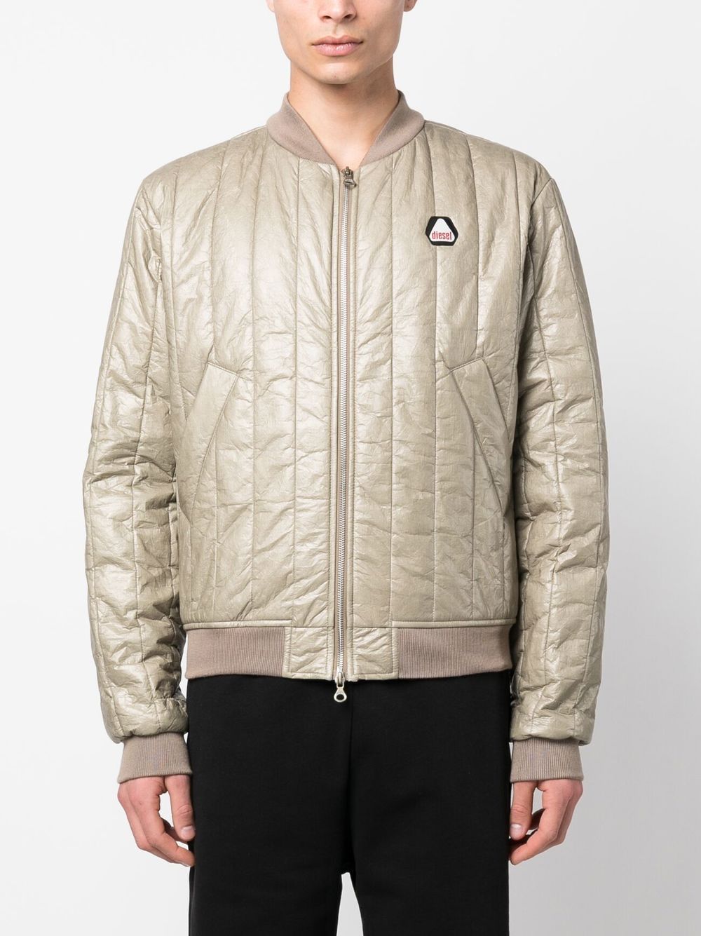 Diesel beige quilted bomber jacket - Image 3