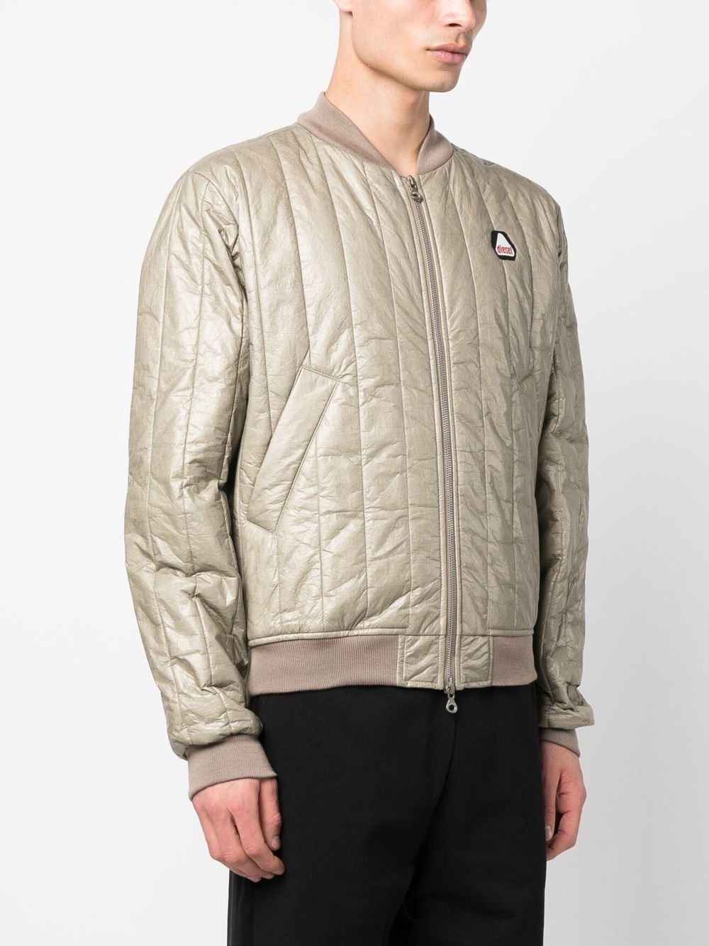 Diesel beige quilted bomber jacket - Image 4