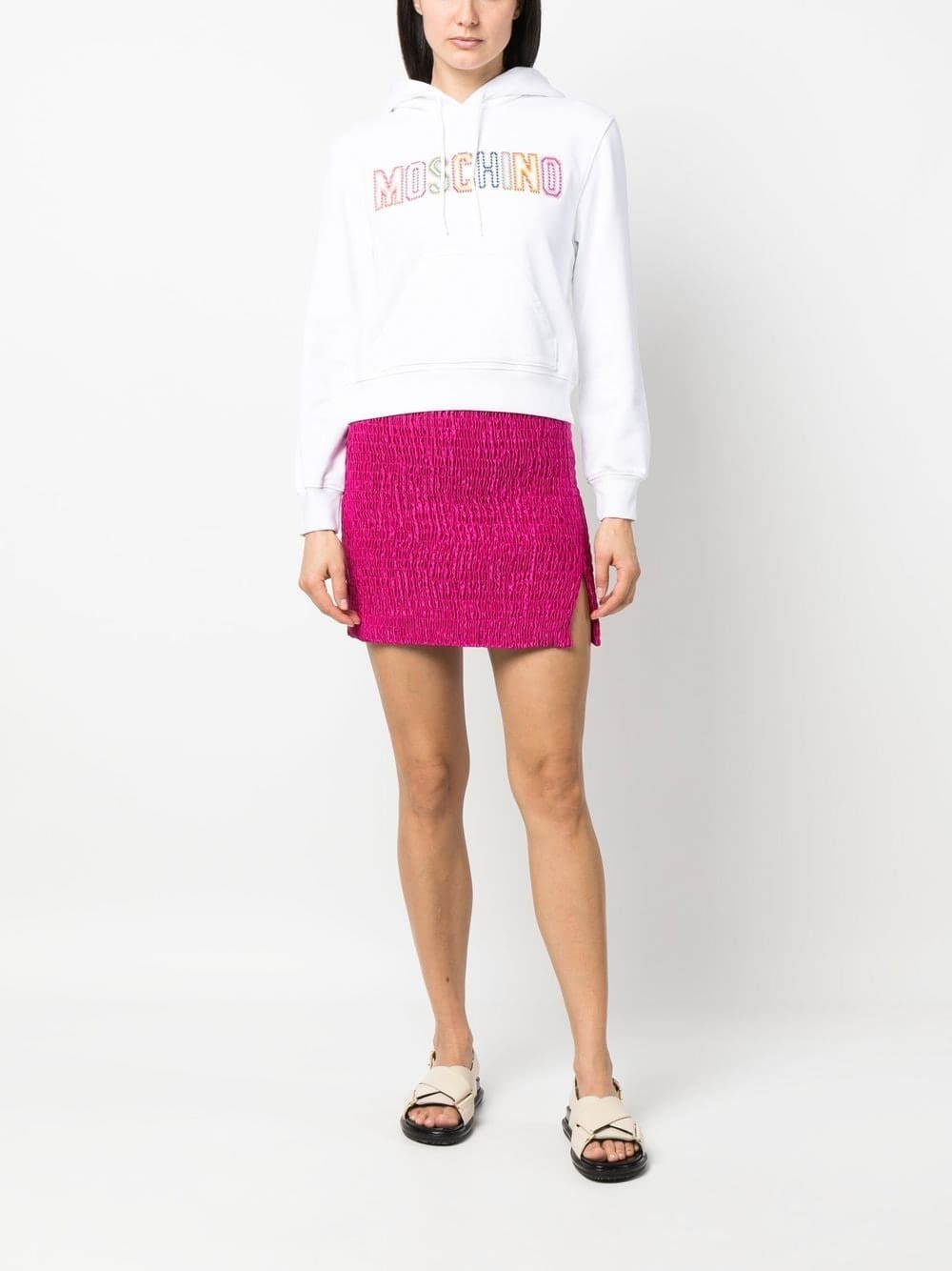 Moschino embroidered-logo cropped hoodie - Image 2