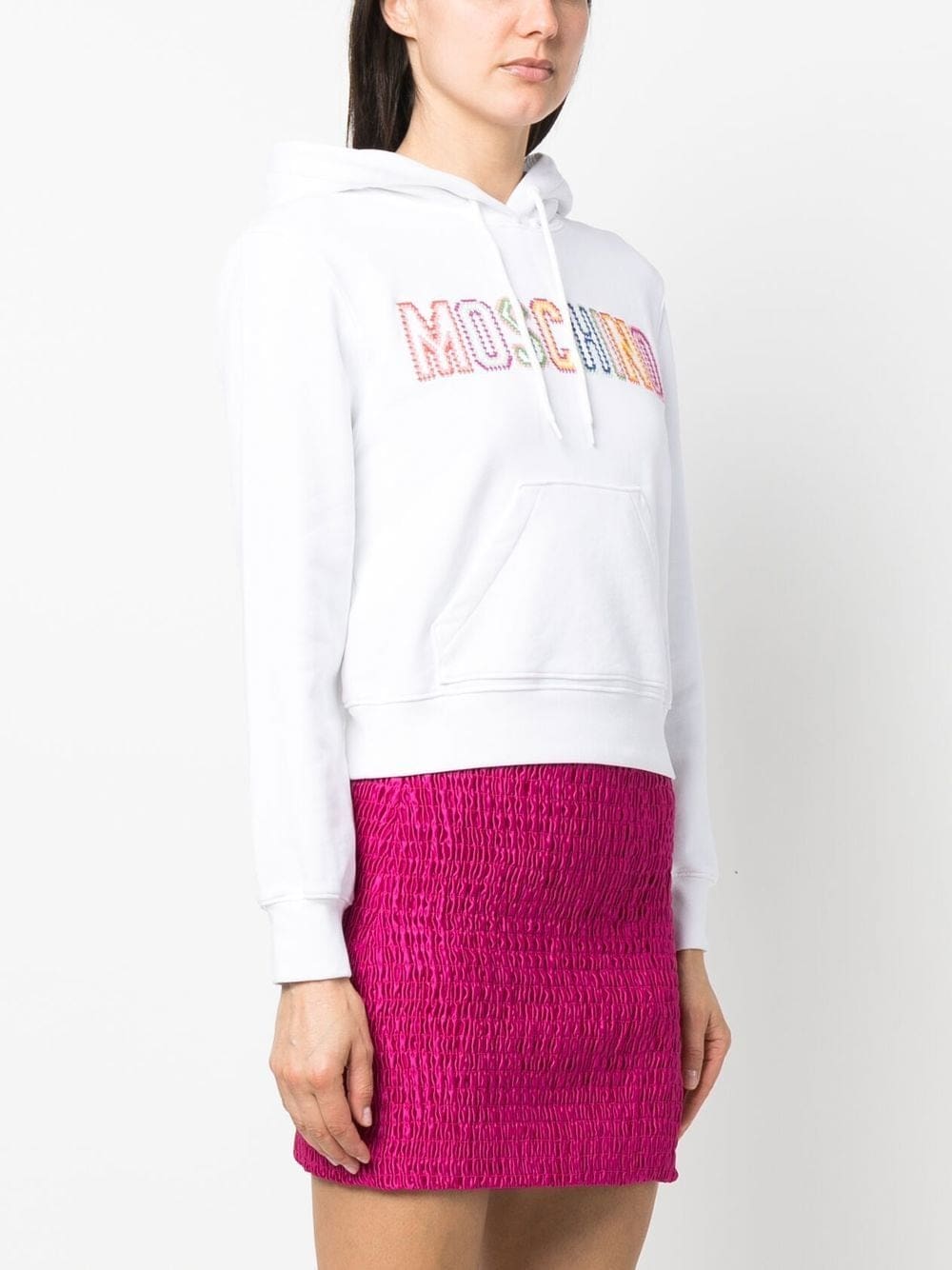 Moschino embroidered-logo cropped hoodie - Image 3
