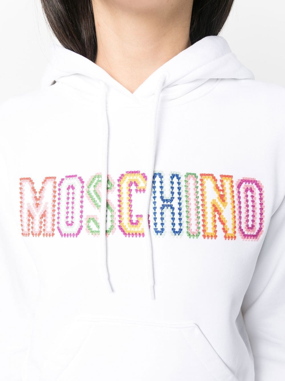 Moschino embroidered-logo cropped hoodie - Image 5