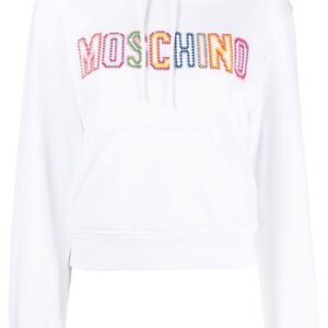 Moschino embroidered-logo cropped hoodie