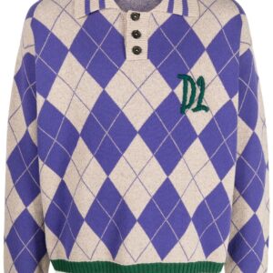 Dsquared2 argyle check polo collar jumper